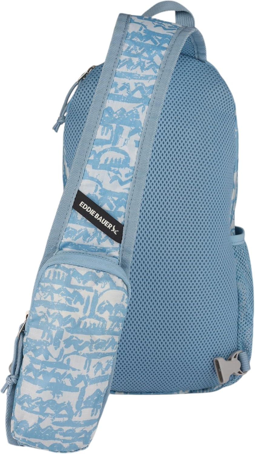 imageEddie Bauer Stowaway Packable Sling Bag Foldable Travel Outdoor Lightweight Compact Everyday Carry Ripstop Nylon 10L Dark SmokeBlue Fog