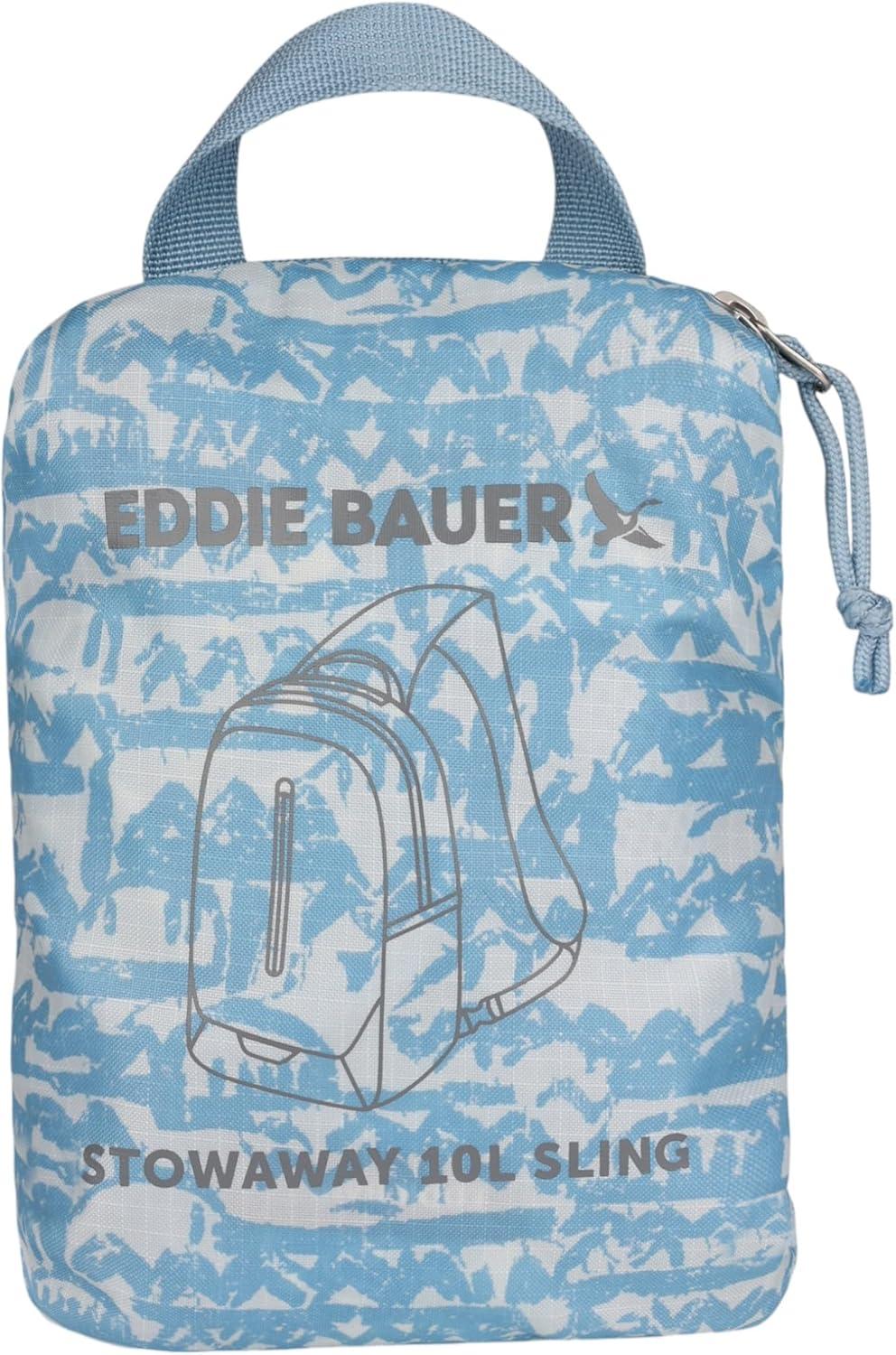 imageEddie Bauer Stowaway Packable Sling Bag Foldable Travel Outdoor Lightweight Compact Everyday Carry Ripstop Nylon 10L Dark SmokeBlue Fog