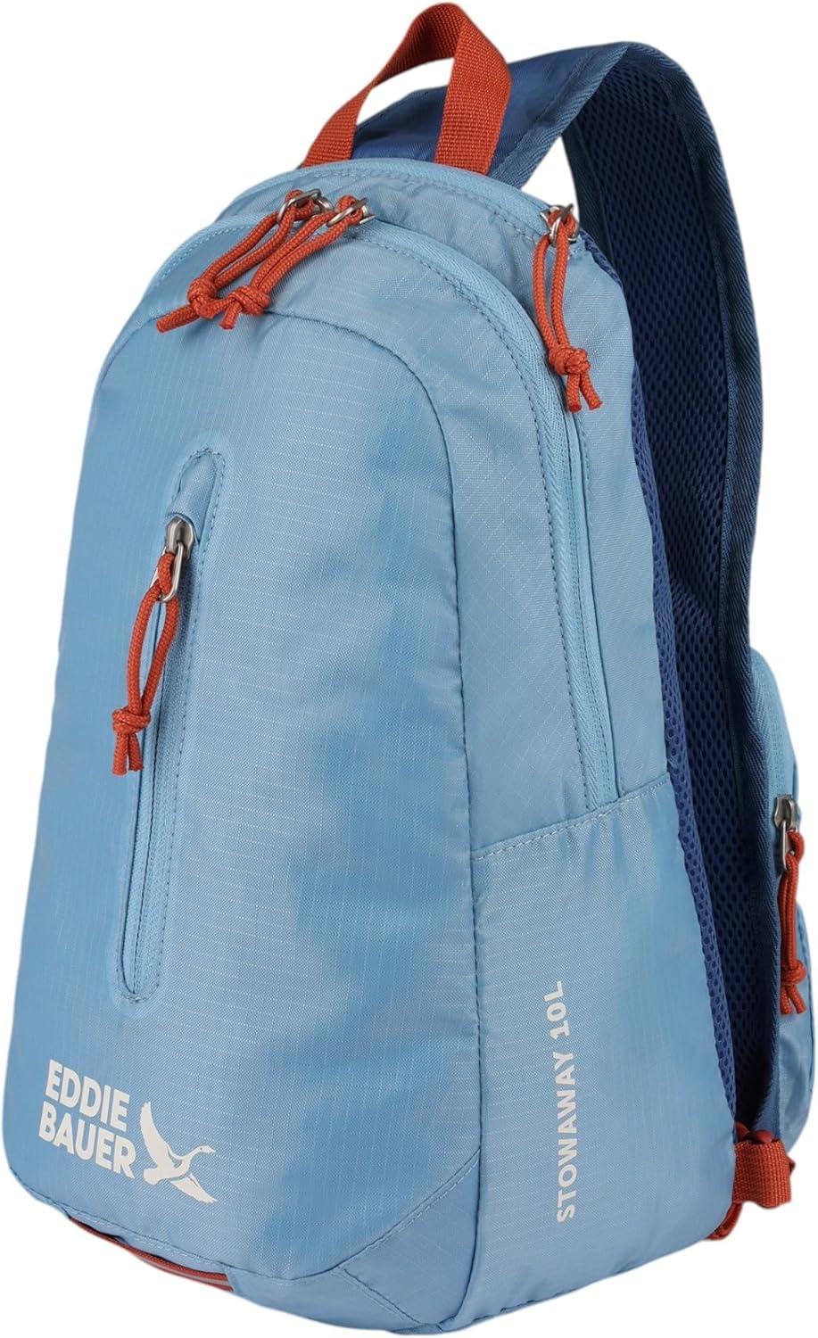 imageEddie Bauer Stowaway Packable Sling Bag Foldable Travel Outdoor Lightweight Compact Everyday Carry Ripstop Nylon 10L Dark SmokeCoast Blue