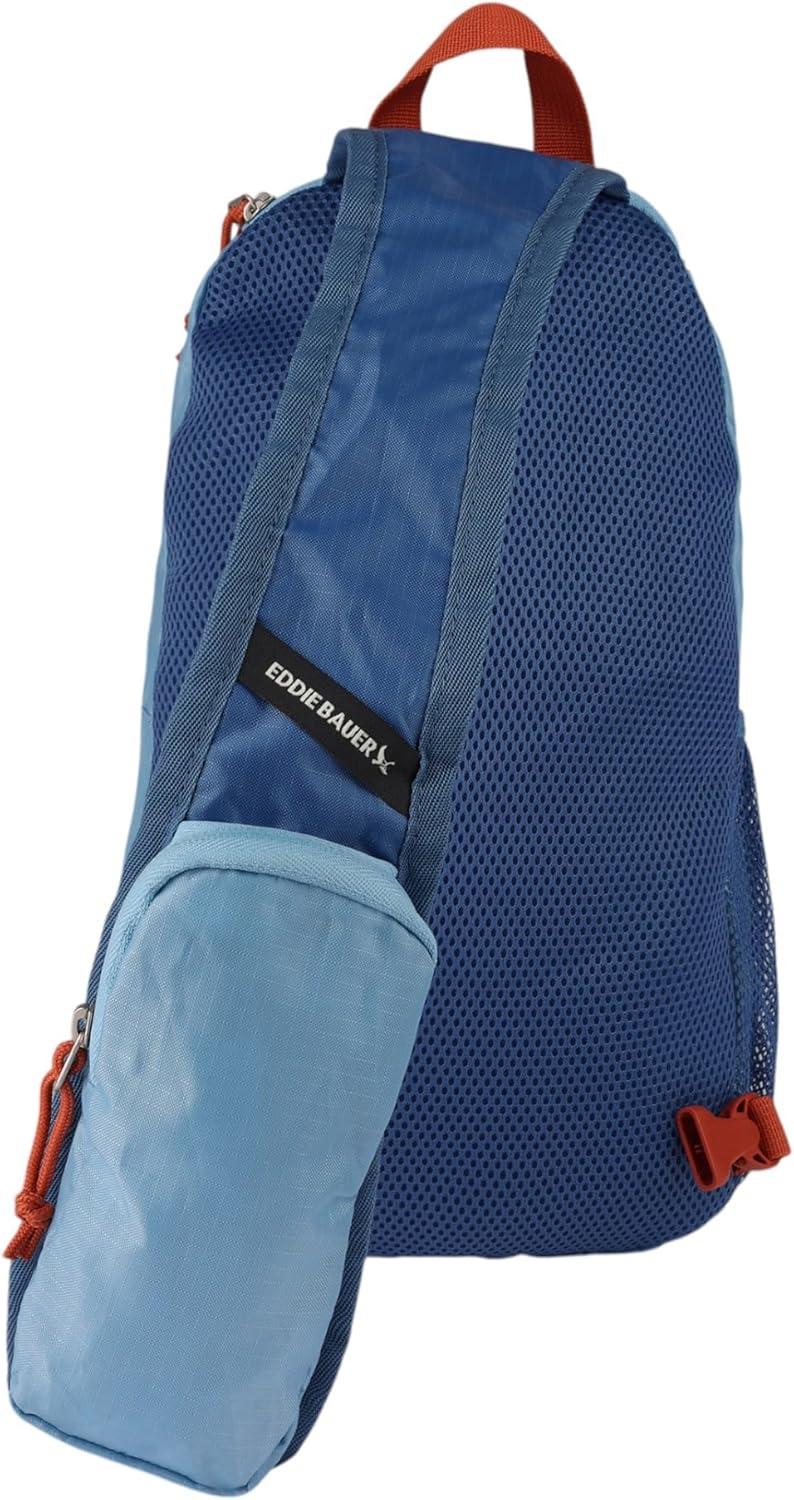 imageEddie Bauer Stowaway Packable Sling Bag Foldable Travel Outdoor Lightweight Compact Everyday Carry Ripstop Nylon 10L Dark SmokeCoast Blue