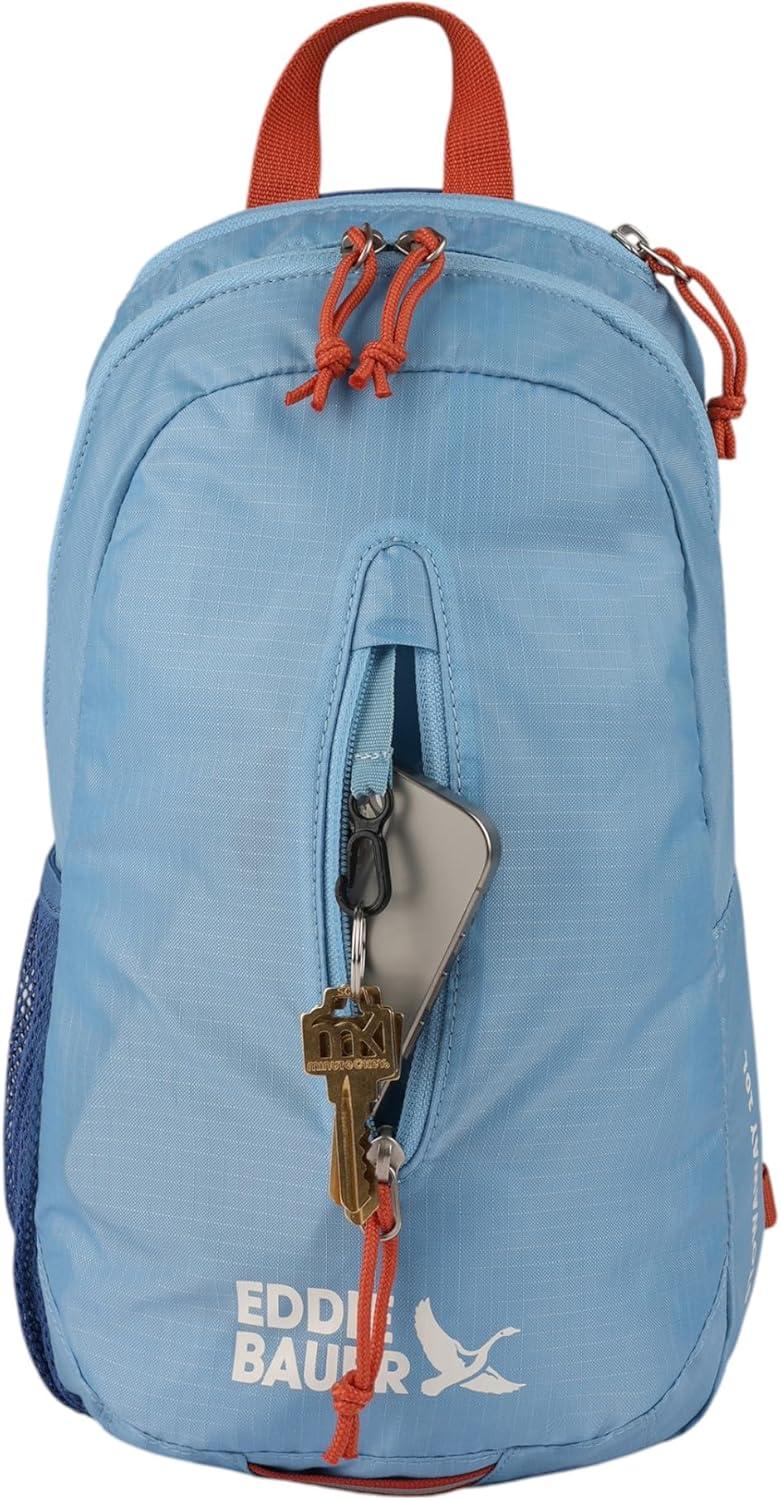 imageEddie Bauer Stowaway Packable Sling Bag Foldable Travel Outdoor Lightweight Compact Everyday Carry Ripstop Nylon 10L Dark SmokeCoast Blue