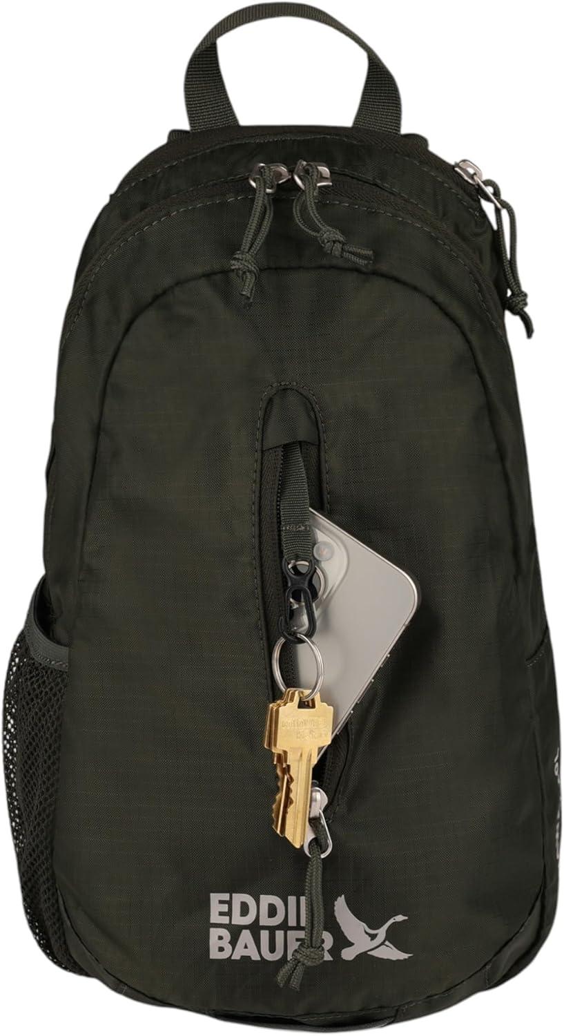 imageEddie Bauer Stowaway Packable Sling Bag Foldable Travel Outdoor Lightweight Compact Everyday Carry Ripstop Nylon 10L Dark SmokeDark Forest