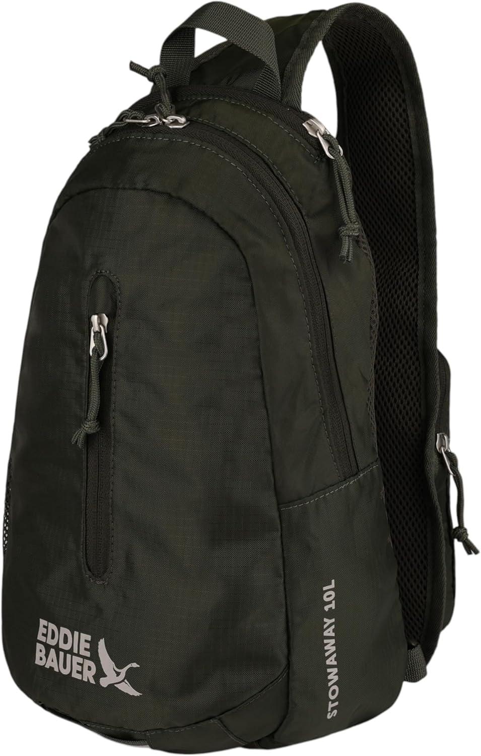 imageEddie Bauer Stowaway Packable Sling Bag Foldable Travel Outdoor Lightweight Compact Everyday Carry Ripstop Nylon 10L Dark SmokeDark Forest