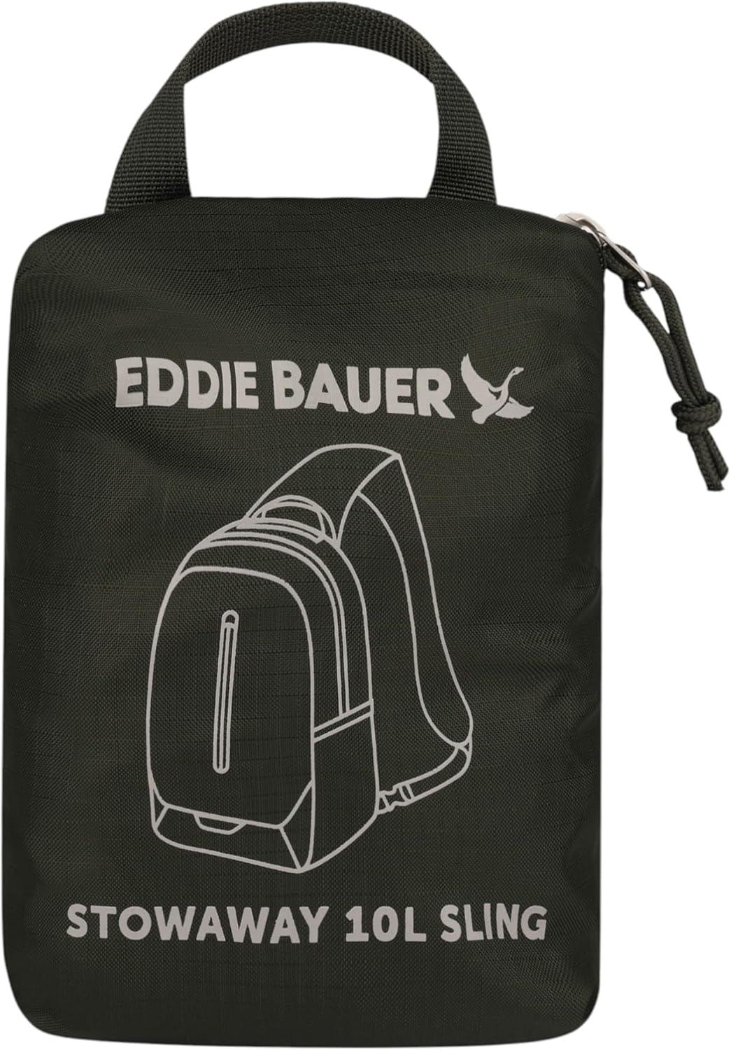 imageEddie Bauer Stowaway Packable Sling Bag Foldable Travel Outdoor Lightweight Compact Everyday Carry Ripstop Nylon 10L Dark SmokeDark Forest