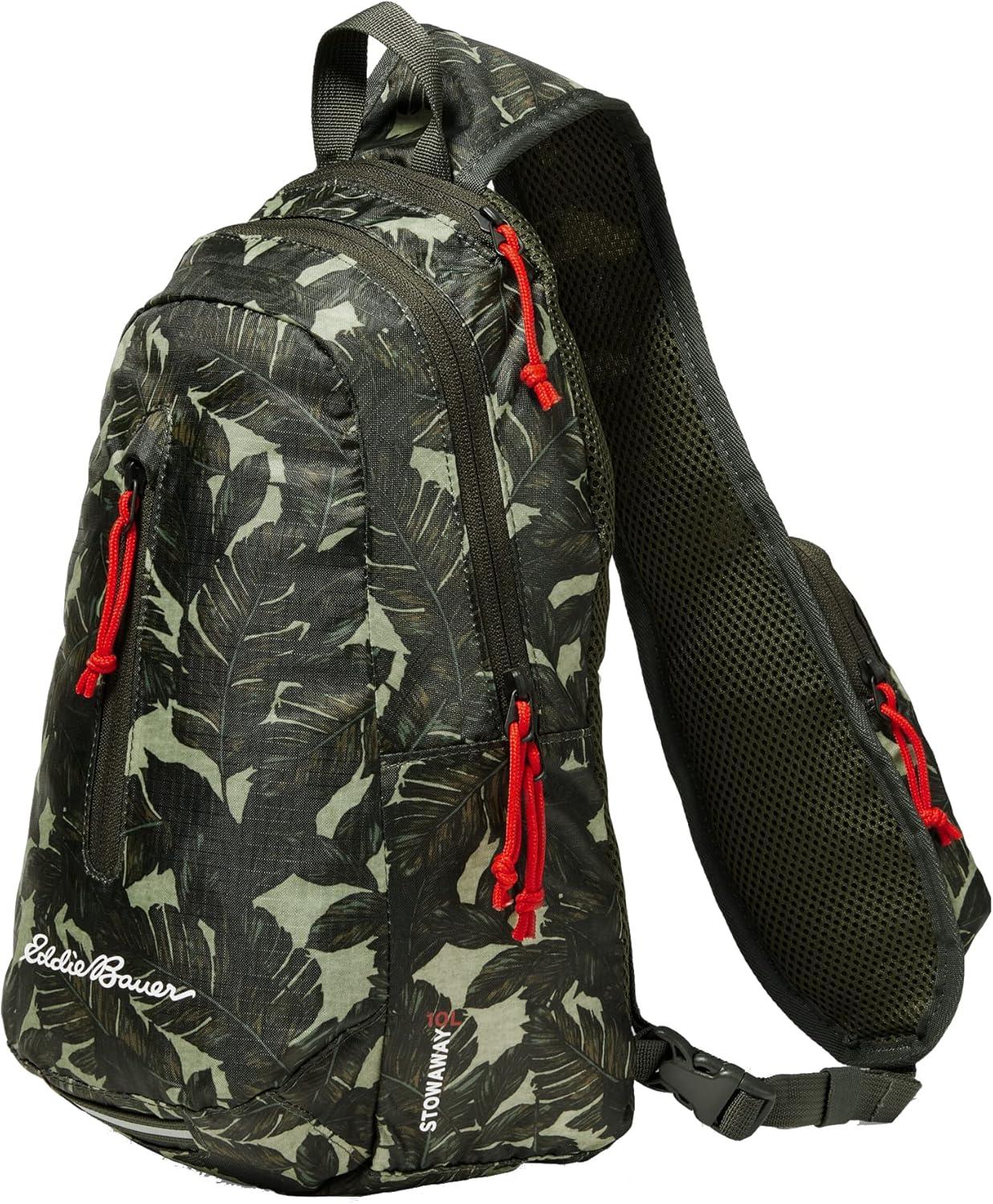 imageEddie Bauer Stowaway Packable Sling Bag Foldable Travel Outdoor Lightweight Compact Everyday Carry Ripstop Nylon 10L Dark SmokeDark Loden