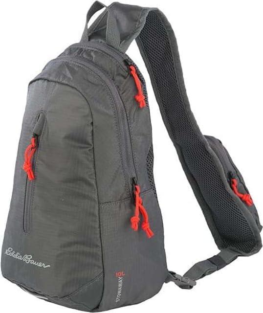 imageEddie Bauer Stowaway Packable Sling Bag Foldable Travel Outdoor Lightweight Compact Everyday Carry Ripstop Nylon 10L Dark SmokeDark Smoke