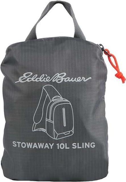 imageEddie Bauer Stowaway Packable Sling Bag Foldable Travel Outdoor Lightweight Compact Everyday Carry Ripstop Nylon 10L Dark SmokeDark Smoke