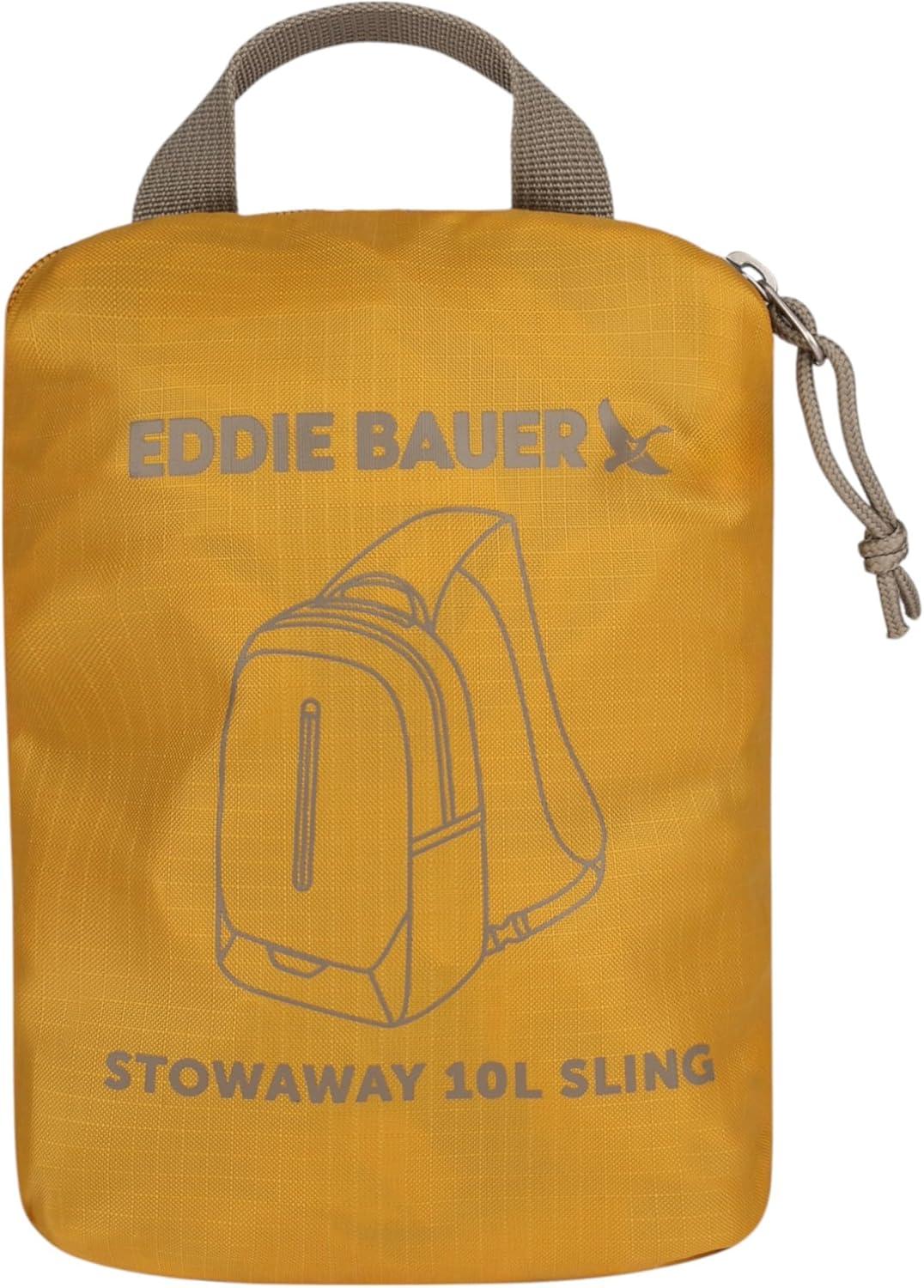 imageEddie Bauer Stowaway Packable Sling Bag Foldable Travel Outdoor Lightweight Compact Everyday Carry Ripstop Nylon 10L Dark SmokeField Gold