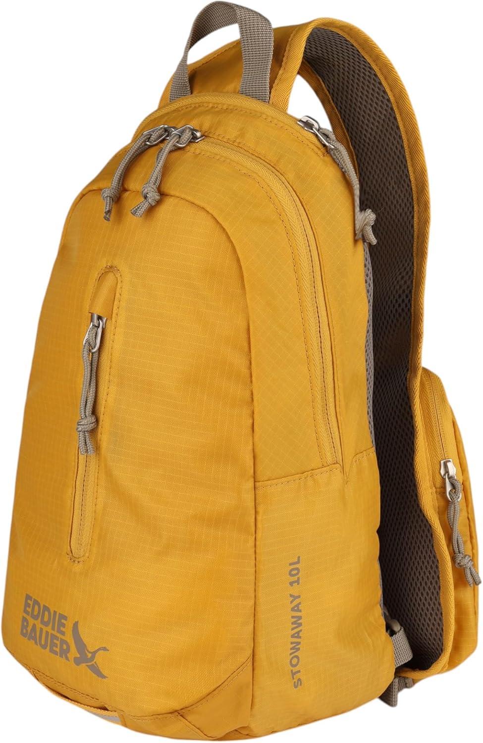 imageEddie Bauer Stowaway Packable Sling Bag Foldable Travel Outdoor Lightweight Compact Everyday Carry Ripstop Nylon 10L Dark SmokeField Gold