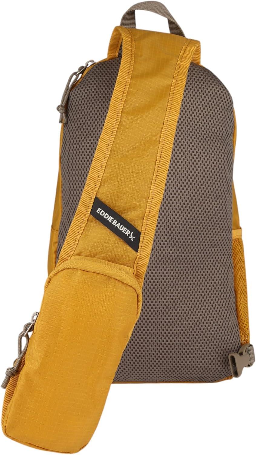 imageEddie Bauer Stowaway Packable Sling Bag Foldable Travel Outdoor Lightweight Compact Everyday Carry Ripstop Nylon 10L Dark SmokeField Gold