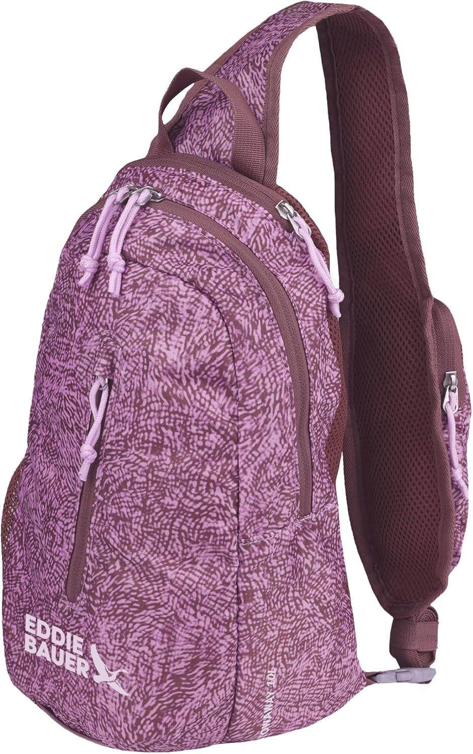 imageEddie Bauer Stowaway Packable Sling Bag Foldable Travel Outdoor Lightweight Compact Everyday Carry Ripstop Nylon 10L Dark SmokeLilac