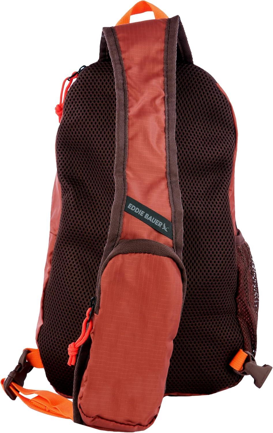 imageEddie Bauer Stowaway Packable Sling Bag Foldable Travel Outdoor Lightweight Compact Everyday Carry Ripstop Nylon 10L Dark SmokeMaroon