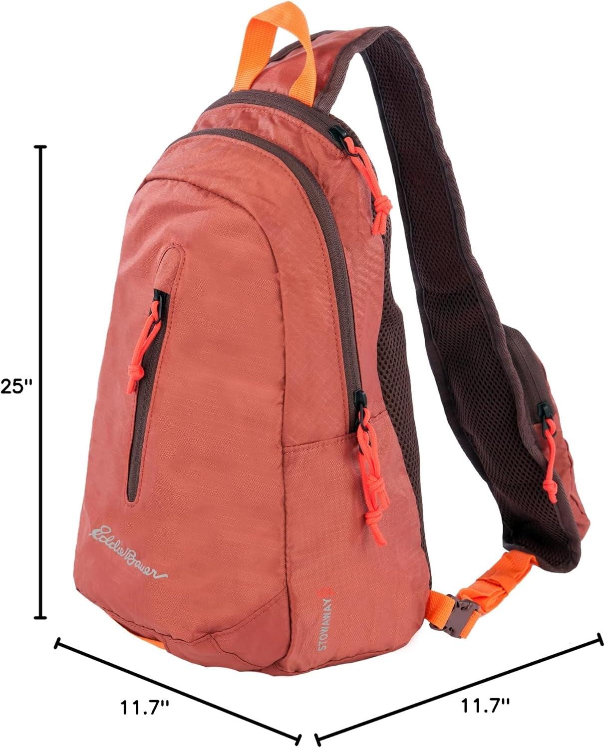 imageEddie Bauer Stowaway Packable Sling Bag Foldable Travel Outdoor Lightweight Compact Everyday Carry Ripstop Nylon 10L Dark SmokeMaroon
