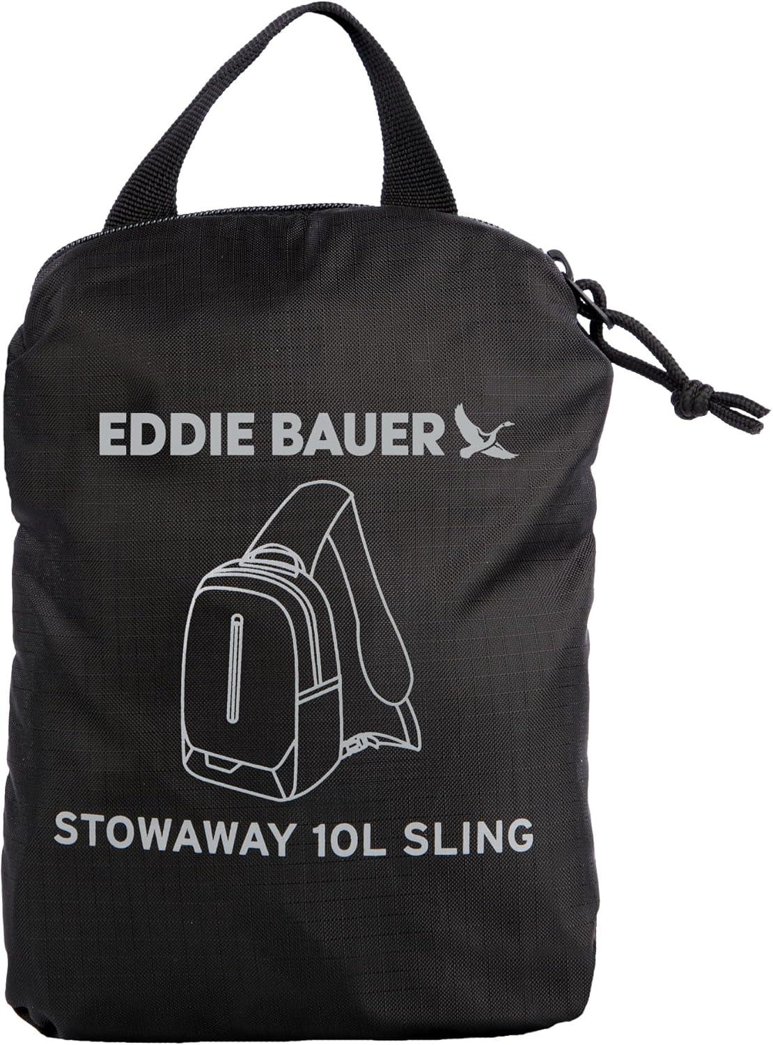 imageEddie Bauer Stowaway Packable Sling Bag Foldable Travel Outdoor Lightweight Compact Everyday Carry Ripstop Nylon 10L Dark SmokeOynx Black