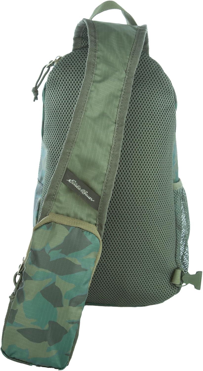 imageEddie Bauer Stowaway Packable Sling Bag Foldable Travel Outdoor Lightweight Compact Everyday Carry Ripstop Nylon 10L Dark SmokeSprig Green