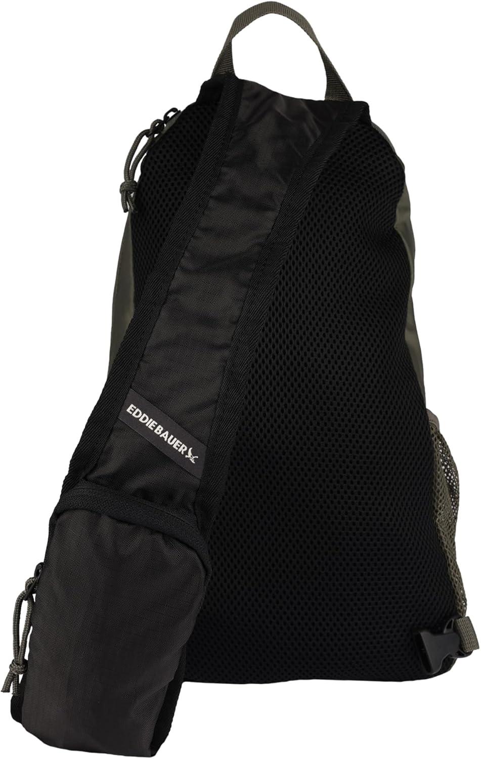 imageEddie Bauer Stowaway Packable Sling Bag Foldable Travel Outdoor Lightweight Compact Everyday Carry Ripstop Nylon 10L Dark SmokeSpruce Green