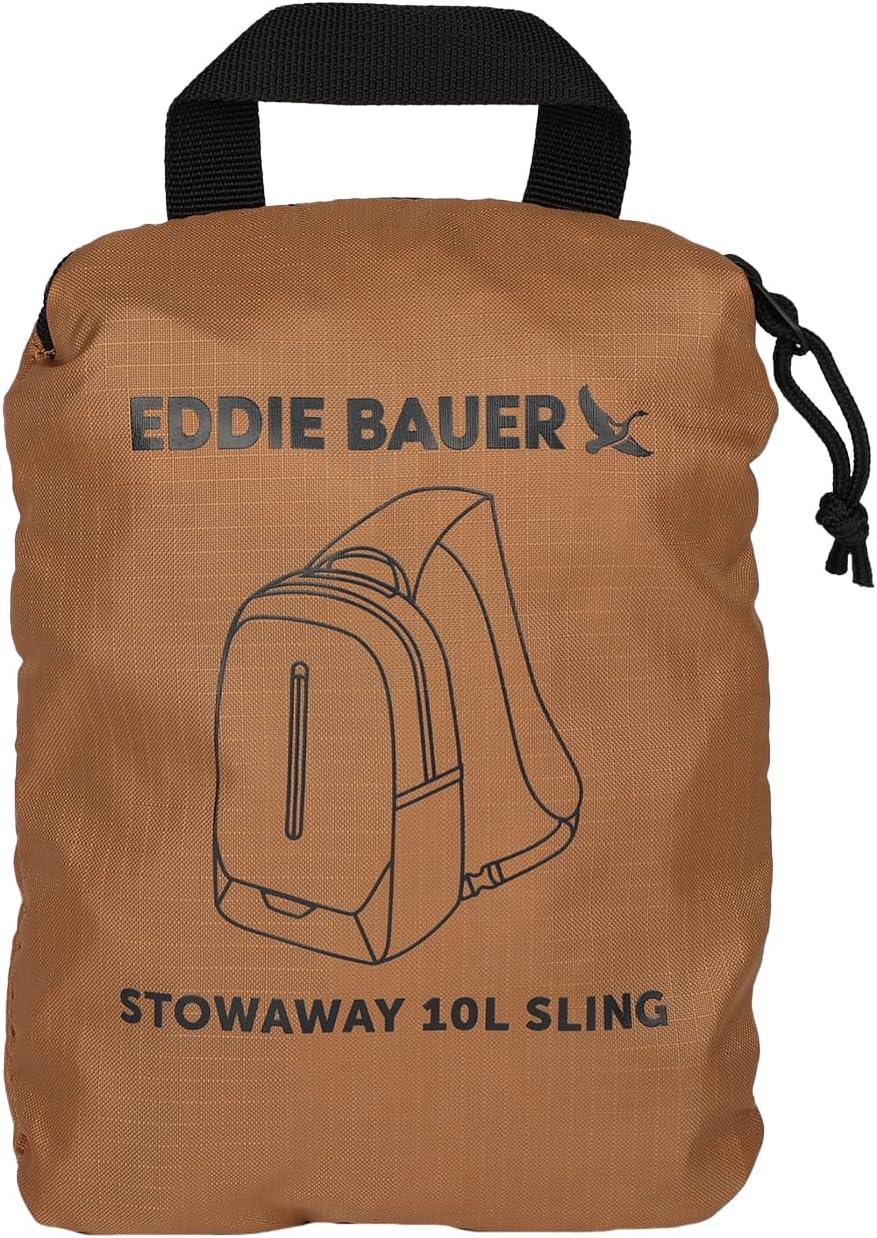 imageEddie Bauer Stowaway Packable Sling Bag Foldable Travel Outdoor Lightweight Compact Everyday Carry Ripstop Nylon 10L Dark SmokeTobacco