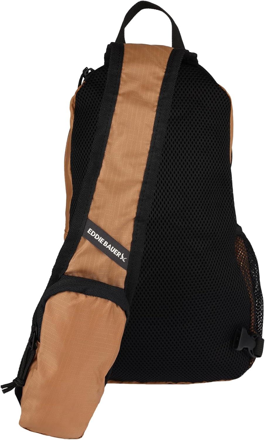 imageEddie Bauer Stowaway Packable Sling Bag Foldable Travel Outdoor Lightweight Compact Everyday Carry Ripstop Nylon 10L Dark SmokeTobacco