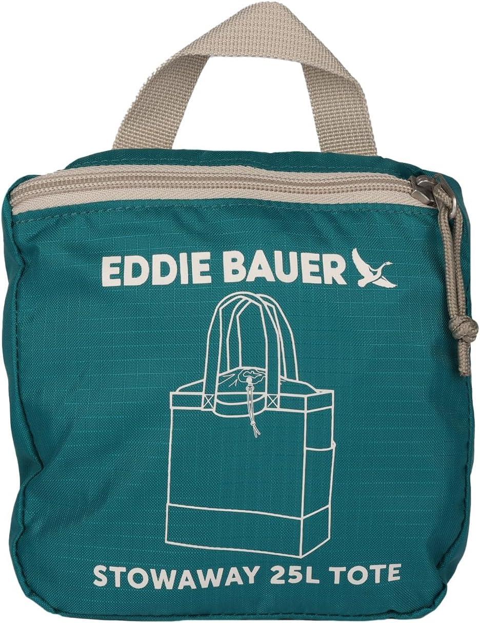 imageEddie Bauer Stowaway Packable Tote Bag Lightweight Compact Cinch Closure Ripstop Nylon 25l CapacityDeep Sea