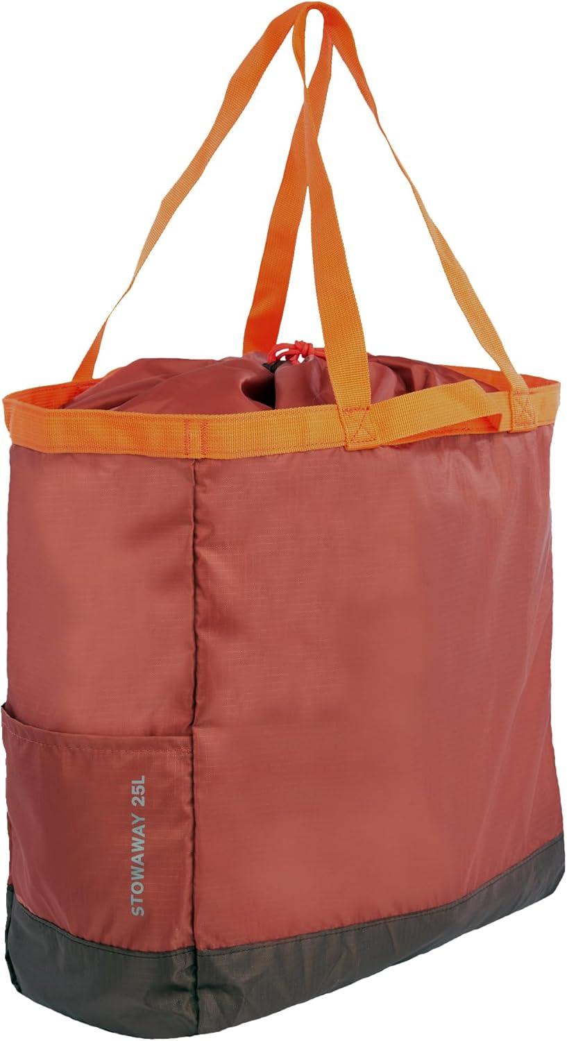 imageEddie Bauer Stowaway Packable Tote Bag Lightweight Compact Cinch Closure Ripstop Nylon 25l CapacityMaroon