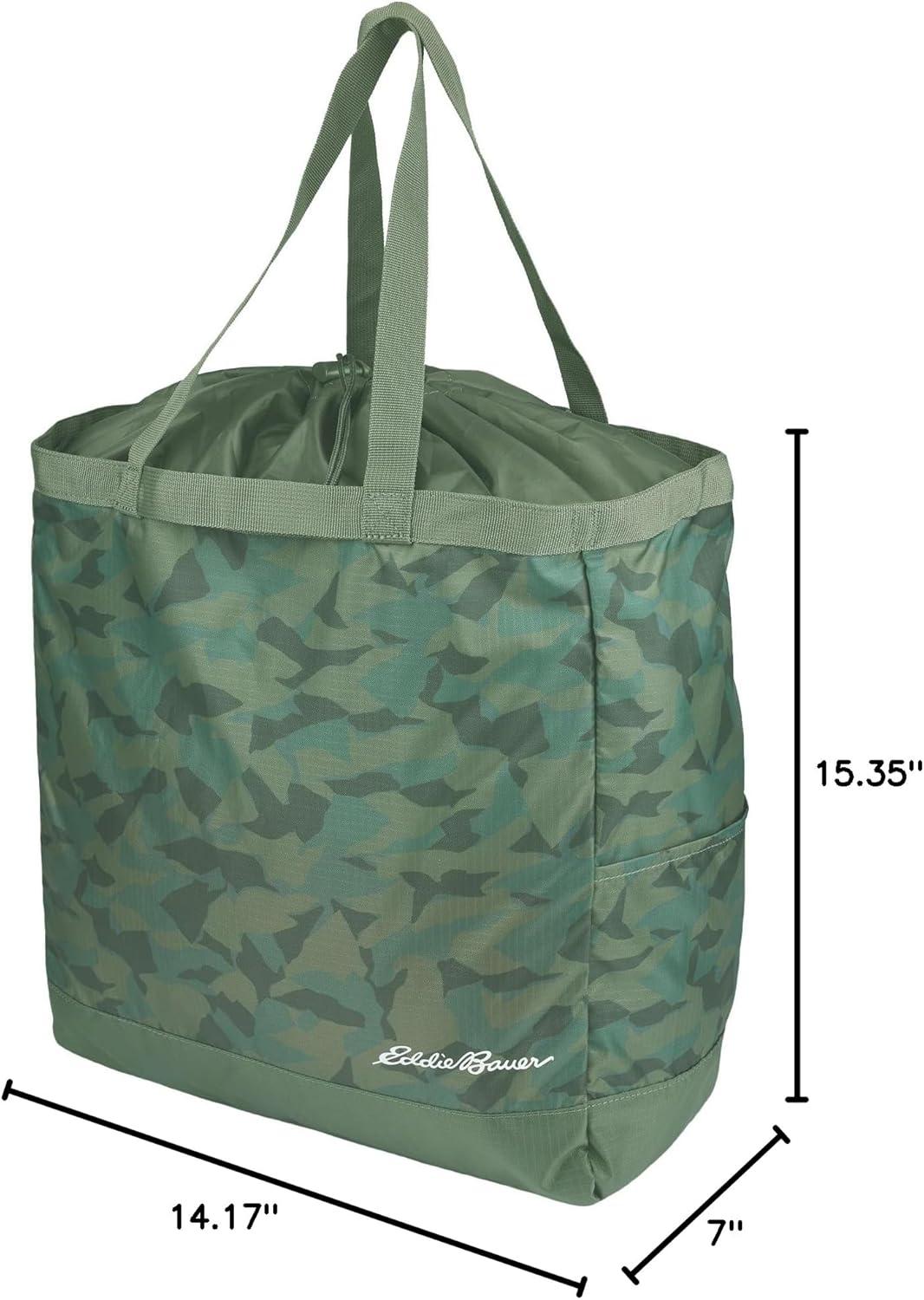 imageEddie Bauer Stowaway Packable Tote Bag Lightweight Compact Cinch Closure Ripstop Nylon 25l CapacitySprig