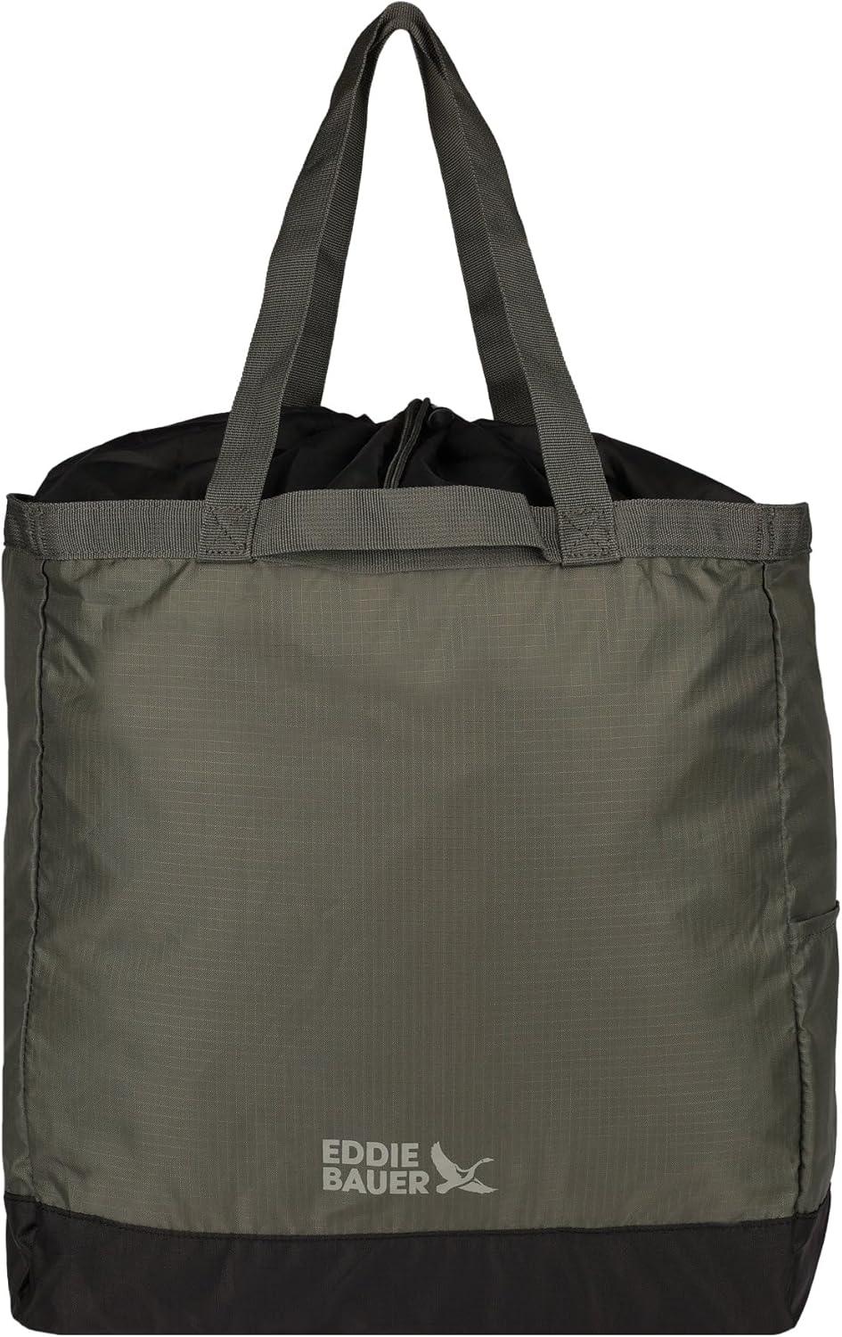 imageEddie Bauer Stowaway Packable Tote Bag Lightweight Compact Cinch Closure Ripstop Nylon 25l CapacitySpruce
