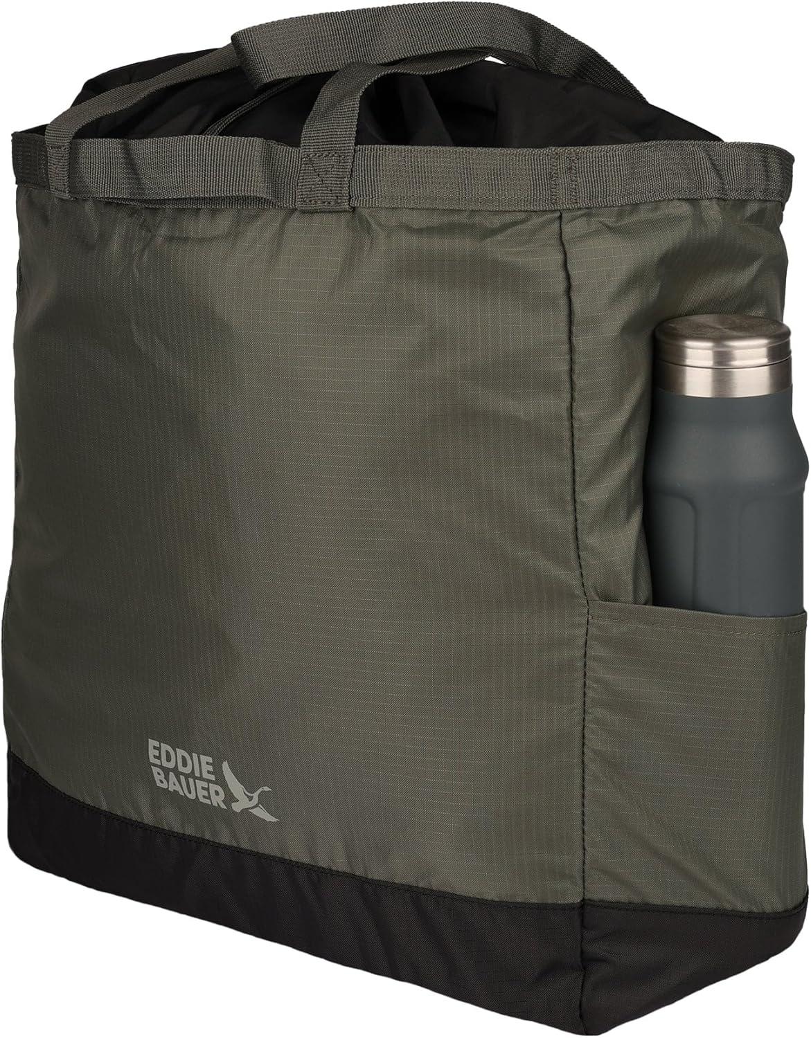 imageEddie Bauer Stowaway Packable Tote Bag Lightweight Compact Cinch Closure Ripstop Nylon 25l CapacitySpruce