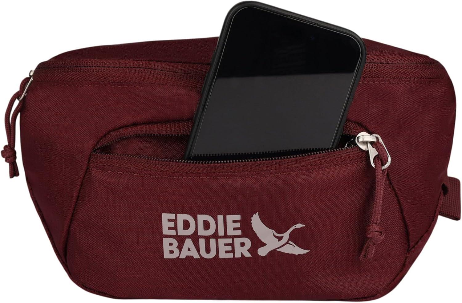 imageEddie Bauer Stowaway Packable Waistpack Sling Fanny Travel Lightweight Outdoor Ripstop PolyesterBlack Cherry