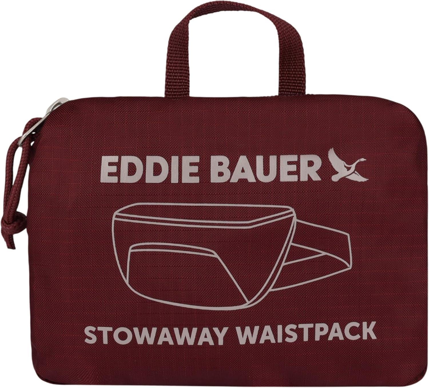 imageEddie Bauer Stowaway Packable Waistpack Sling Fanny Travel Lightweight Outdoor Ripstop PolyesterBlack Cherry