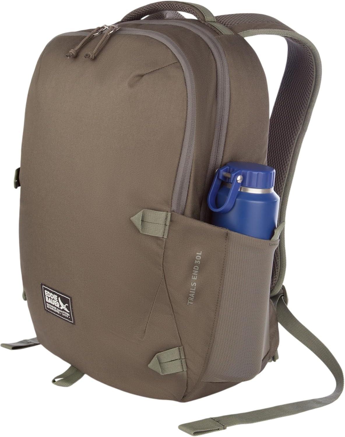 imageEddie Bauer Trail Ends Backpack 28L Laptop Sleeve Everyday Carry Travel Work Commuting Stretch Side Pockets Padded Shoulder Straps Mesh Back BrookSpruce