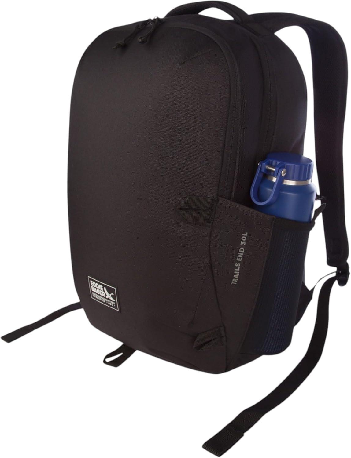 imageEddie Bauer Trail Ends Backpack 28L Laptop Sleeve Everyday Carry Travel Work Commuting Stretch Side Pockets Padded Shoulder Straps Mesh Back BrookBlack