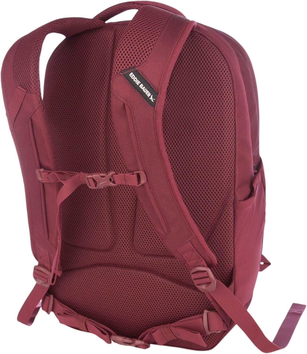 imageEddie Bauer Trail Ends Backpack 28L Laptop Sleeve Everyday Carry Travel Work Commuting Stretch Side Pockets Padded Shoulder Straps Mesh Back BrookBlack Cherry