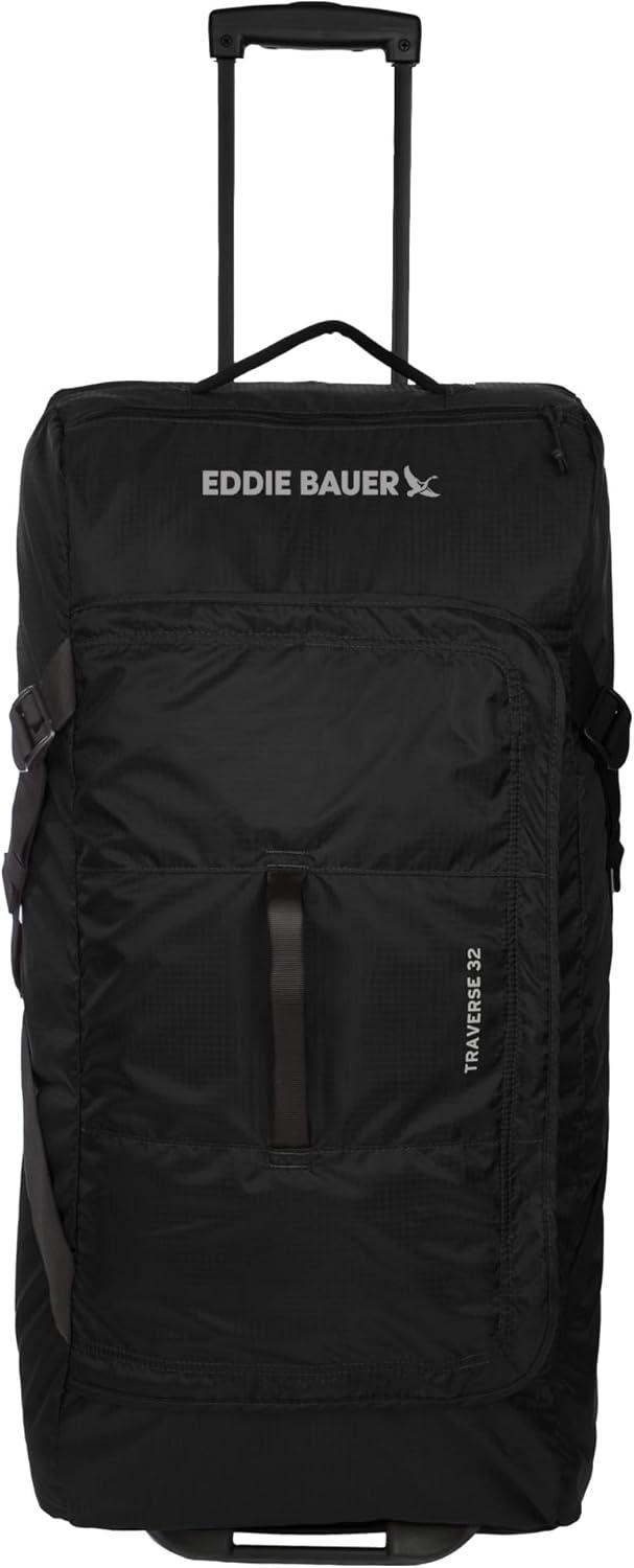 imageEddie Bauer Traverse Luggage Roller Wheels Telescoping Handle Travel Vacation Ripstop Nylon Black 31quotBlack