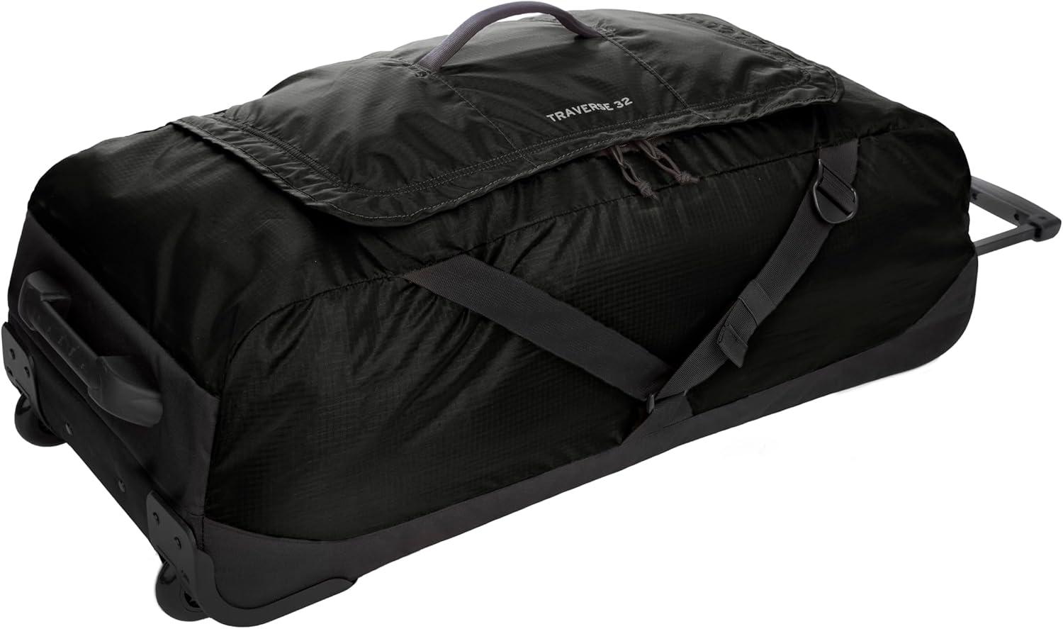 imageEddie Bauer Traverse Luggage Roller Wheels Telescoping Handle Travel Vacation Ripstop Nylon Black 31quotBlack