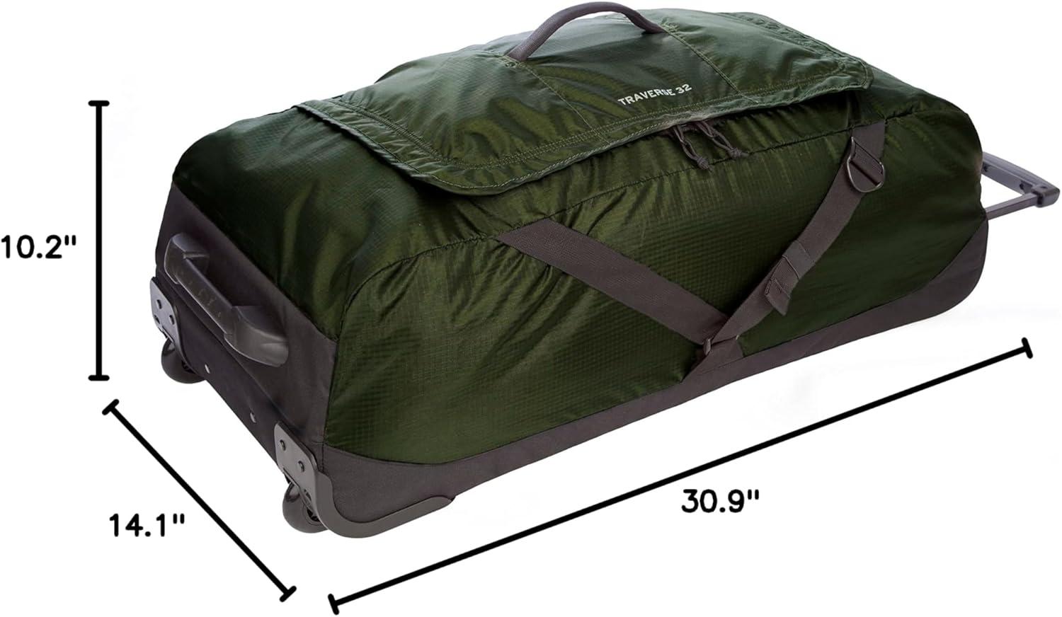 imageEddie Bauer Traverse Luggage Roller Wheels Telescoping Handle Travel Vacation Ripstop Nylon Black 31quotDark Loden