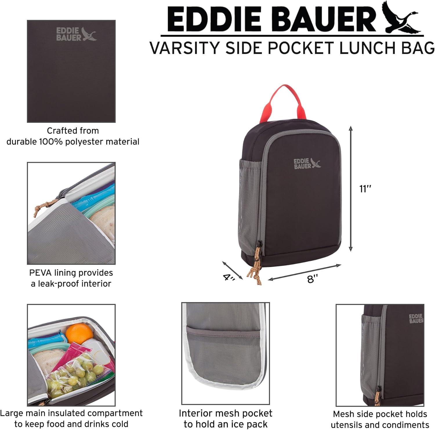 imageEddie Bauer Varsity Lunch Bag Reusable Cooler Lunch Box Picnic Work Travel Leakproof Beach Vacation Camping Field GoldVarsity Black