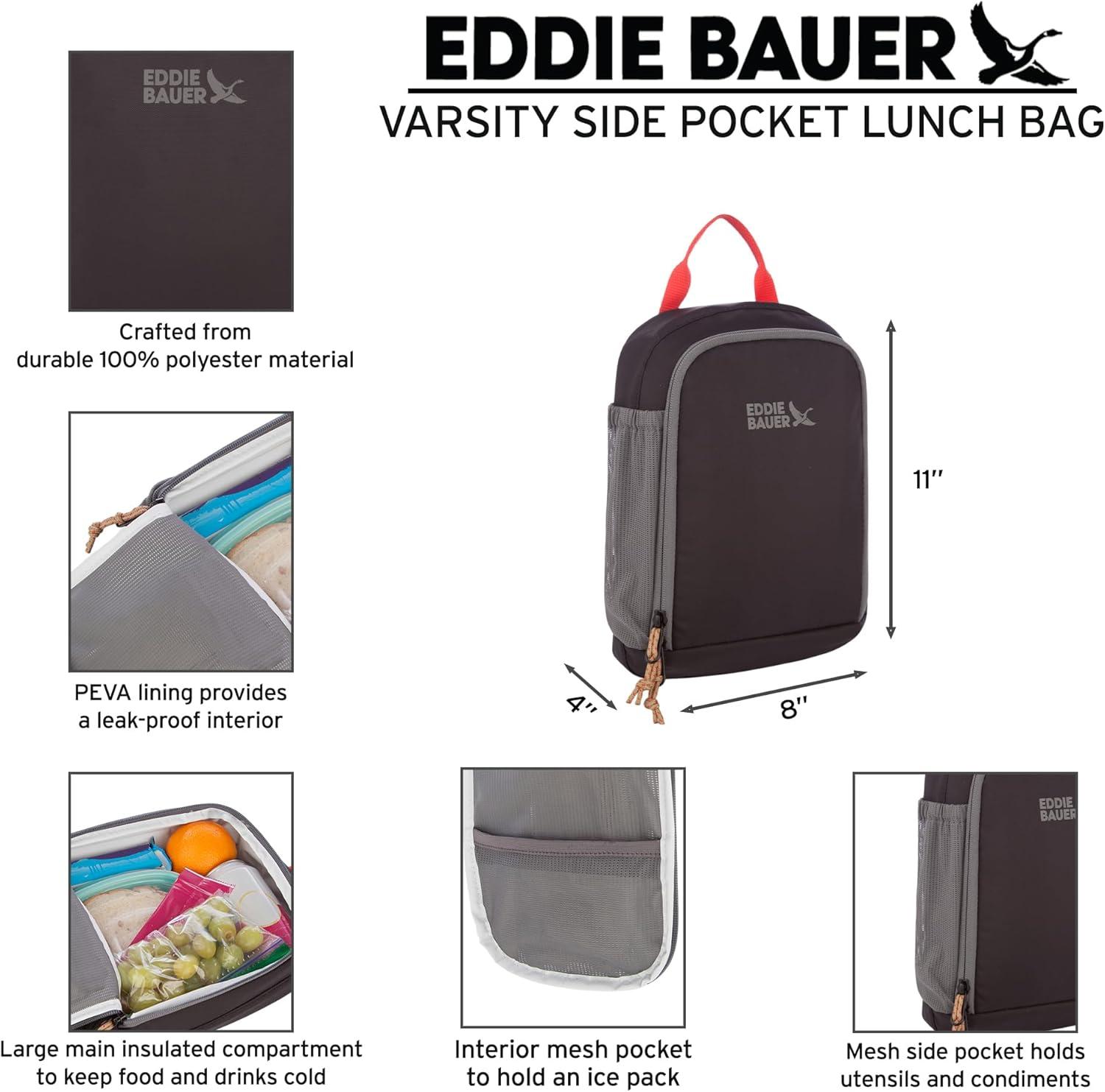 imageEddie Bauer Varsity Lunch Bag Reusable Cooler Lunch Box Picnic Work Travel Leakproof Beach Vacation Camping Field GoldVarsity Black