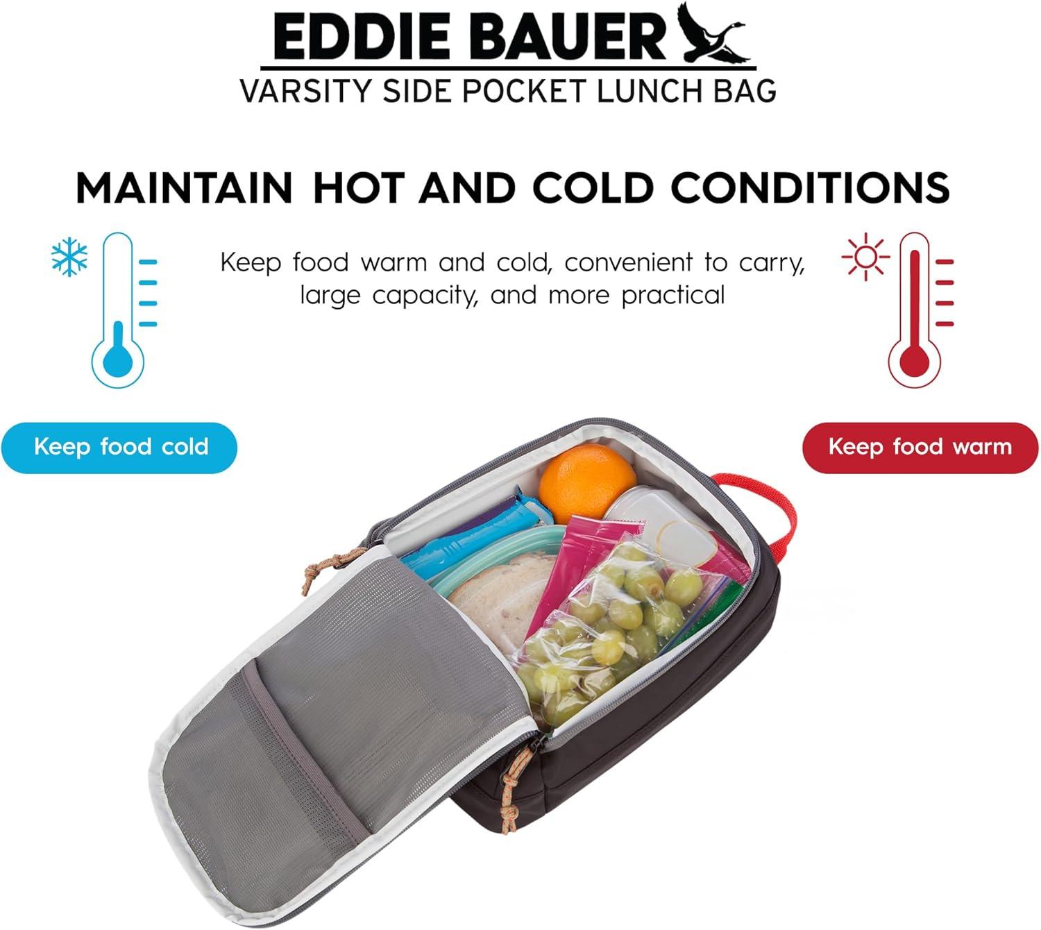 imageEddie Bauer Varsity Lunch Bag Reusable Cooler Lunch Box Picnic Work Travel Leakproof Beach Vacation Camping Field GoldVarsity Black