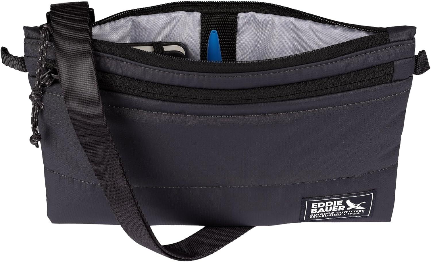 imageEddie Bauer Womens Crossbody Bag Everyday Carry Travel Vacation Small Shoulder Strap Lightweight Puffer Carbon One Size