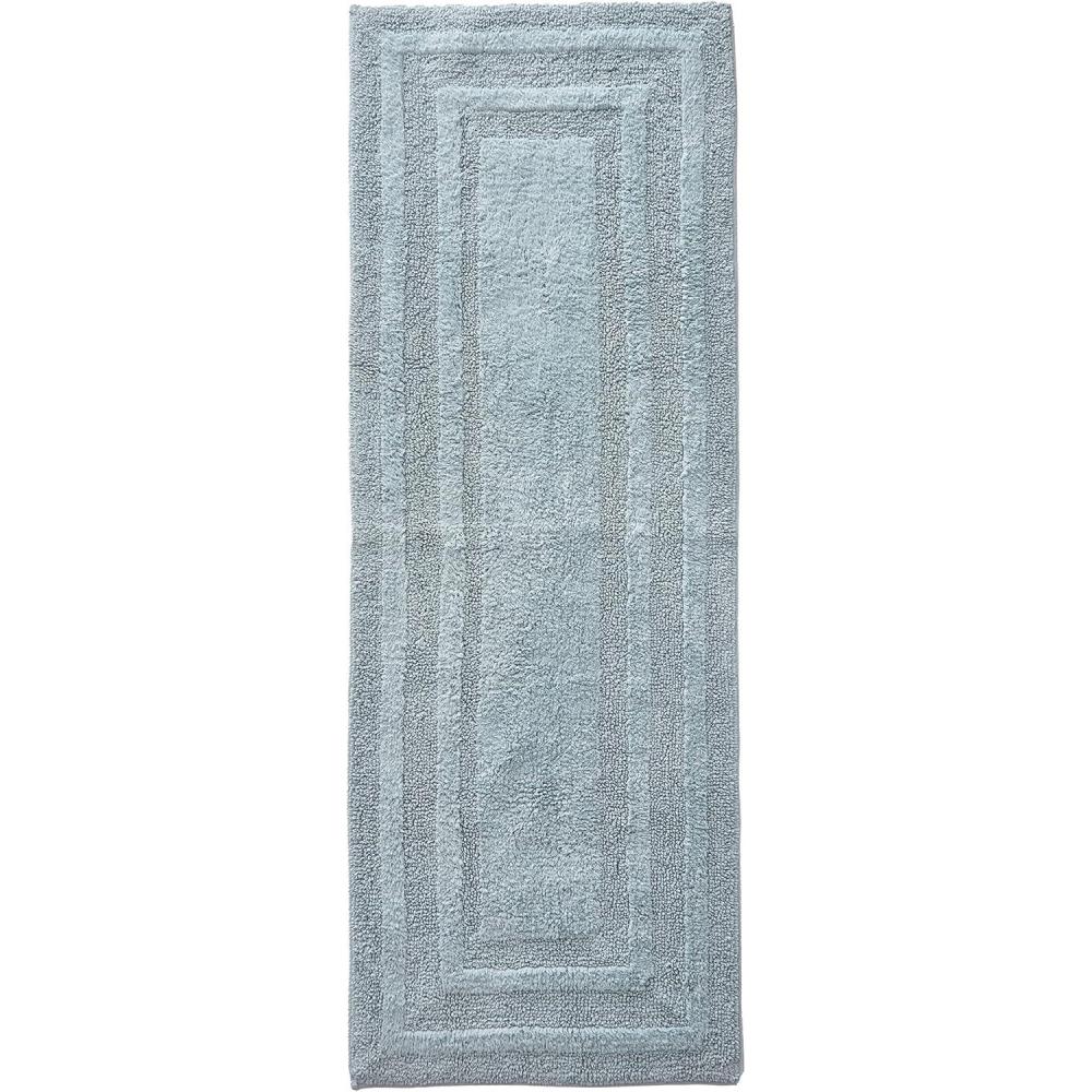 imageEddie Bauer Bathroom Rug 100 Soft Plush Tufted Cotton Runner Rug Highly Absorbent QuickDry and SkidResistant Backing Logan White 22quot x 60quotGreen