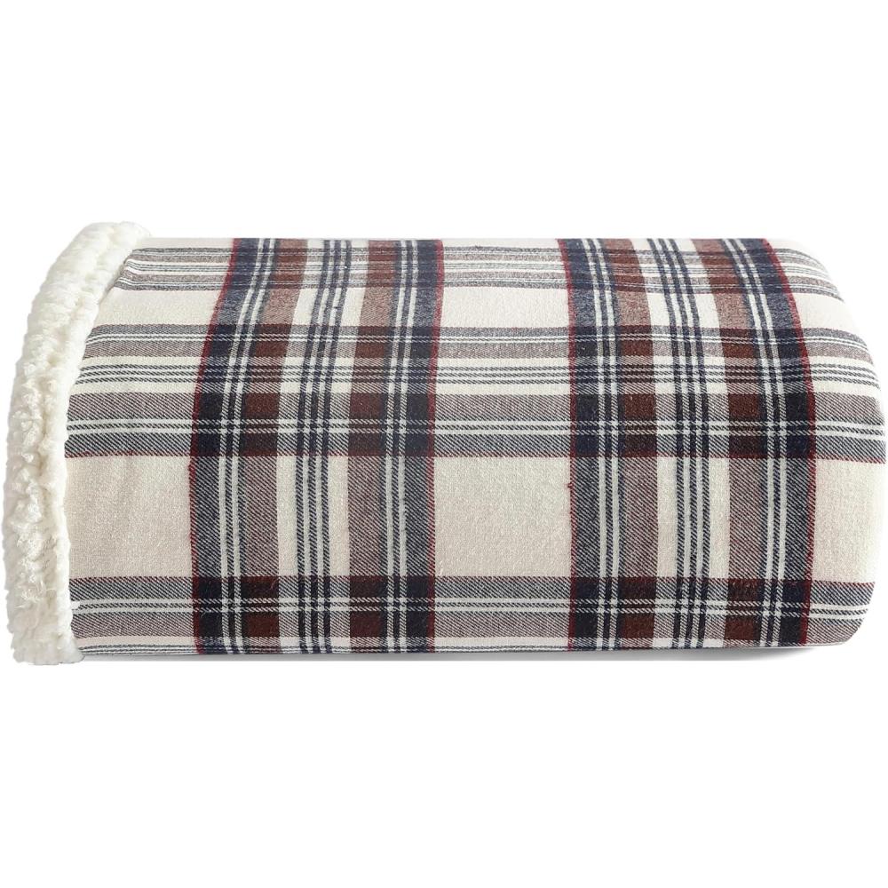 imageEddie Bauer  Blanket Soft Reversible Sherpa ampamp Brushed Fleece Bedding Perfect for Lounging Dorm Essentials Edgewood Plaid KhakiEdgewood Plaid Khaki