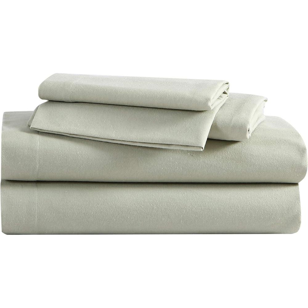 imageEddie Bauer Flannel Sheets Queen Size AntiPilling ampamp Wrinkle Resistant Cotton Touchably Soft for AllSeason Comfort Bed Sheets with Matching Pillowcases ampamp Fitted Sheet Solid GreenSolid Green