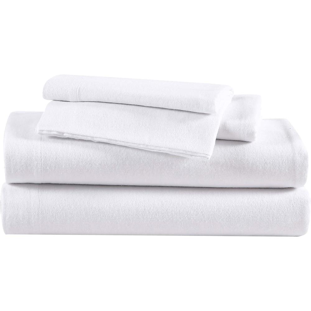 imageEddie Bauer Flannel Sheets Queen Size AntiPilling ampamp Wrinkle Resistant Cotton Touchably Soft for AllSeason Comfort Bed Sheets with Matching Pillowcases ampamp Fitted Sheet Solid GreenSolid White