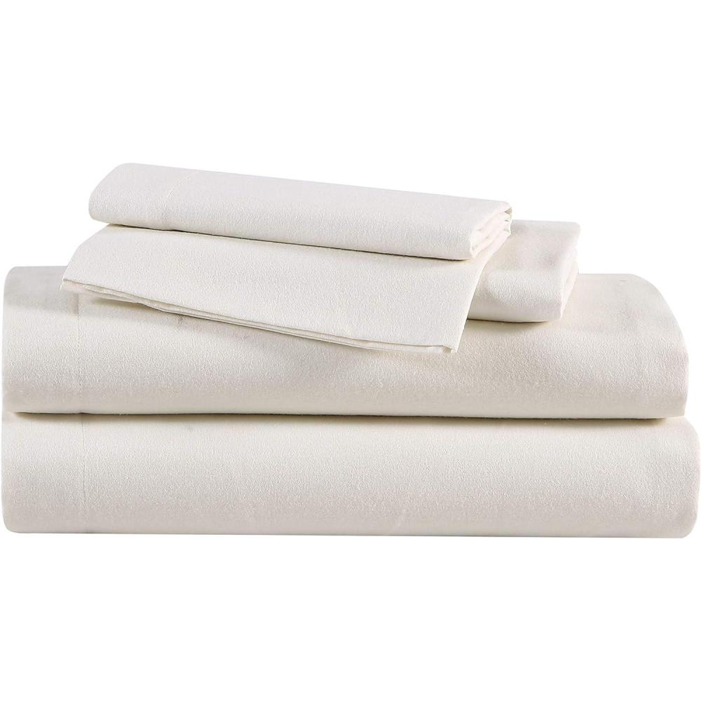imageEddie Bauer Flannel Sheets Queen Size AntiPilling ampamp Wrinkle Resistant Cotton Touchably Soft for AllSeason Comfort Bed Sheets with Matching Pillowcases ampamp Fitted Sheet Solid GreenSolid Ivory