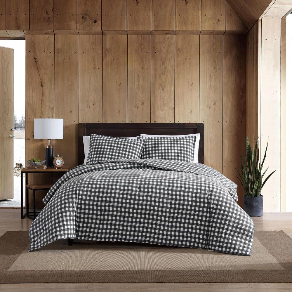 imageEddie Bauer King Comforter Set Reversible Cotton Bedding with Matching Shams Cozy Home Decor for Colder Months OekoTex Certified Preston Grey KingPreston Grey