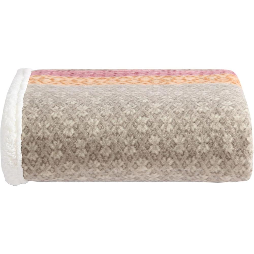 imageEddie Bauer  Throw Blanket Super Soft Reversible Sherpa ampamp Brushed Fleece Bedding Ideal Christmas ampamp White Elephant Gifts Cozy Plaid Throw Blankets For Couch for Bed or Couch Fair Isle Dark Steel 50quot x 70quotFair Isle Khaki