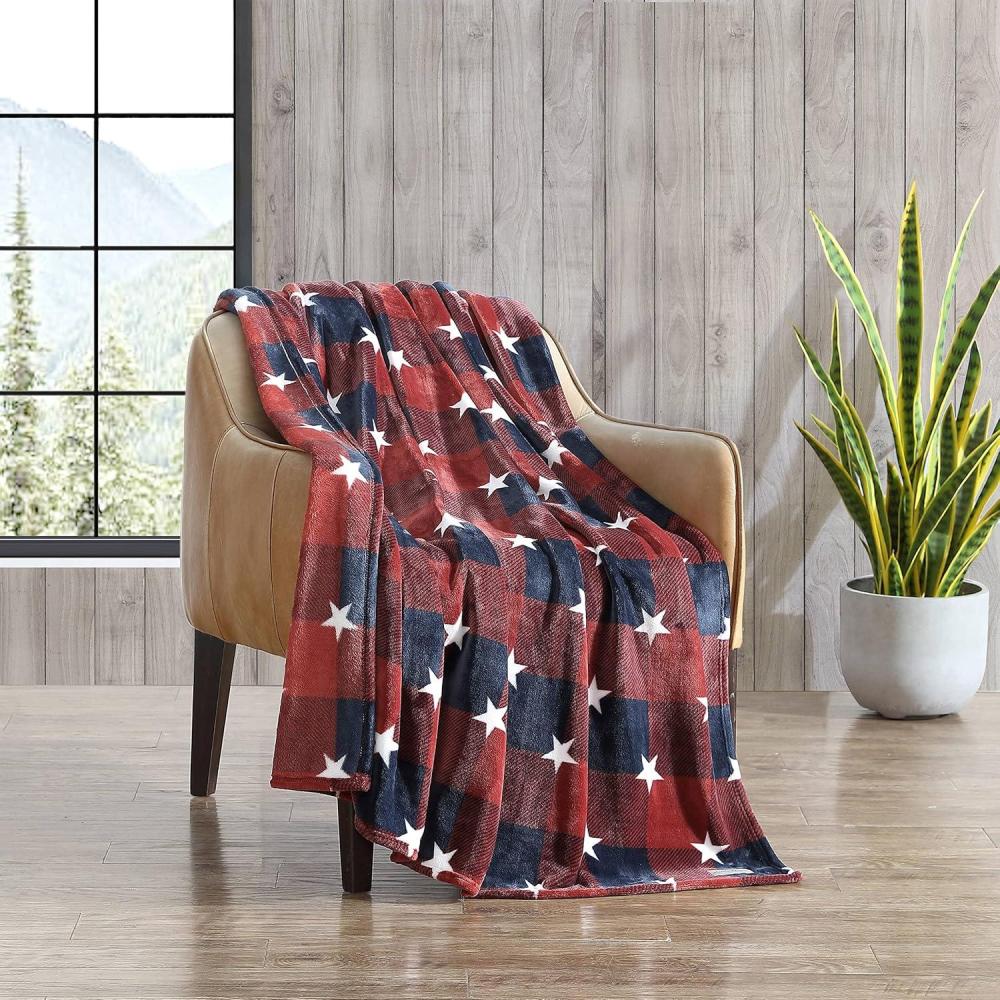 imageEddie Bauer  Throw Blanket UltraSoft ampamp Reversible Plush Blanket Oversized Bedding for Couch or Bed Trailhead Plaid Red 60quot x 70quotAmericana Plaid Red