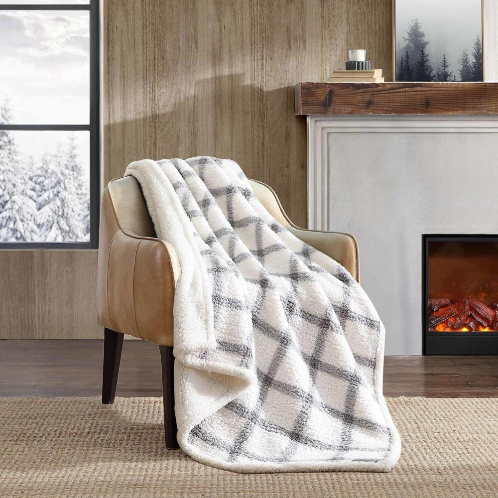 imageEddie Bauer  Throw Blanket UltraSoft ampamp Reversible Plush Blanket Oversized Bedding for Couch or Bed Trailhead Plaid Red 60quot x 70quotBunkhouse Plaid Grey