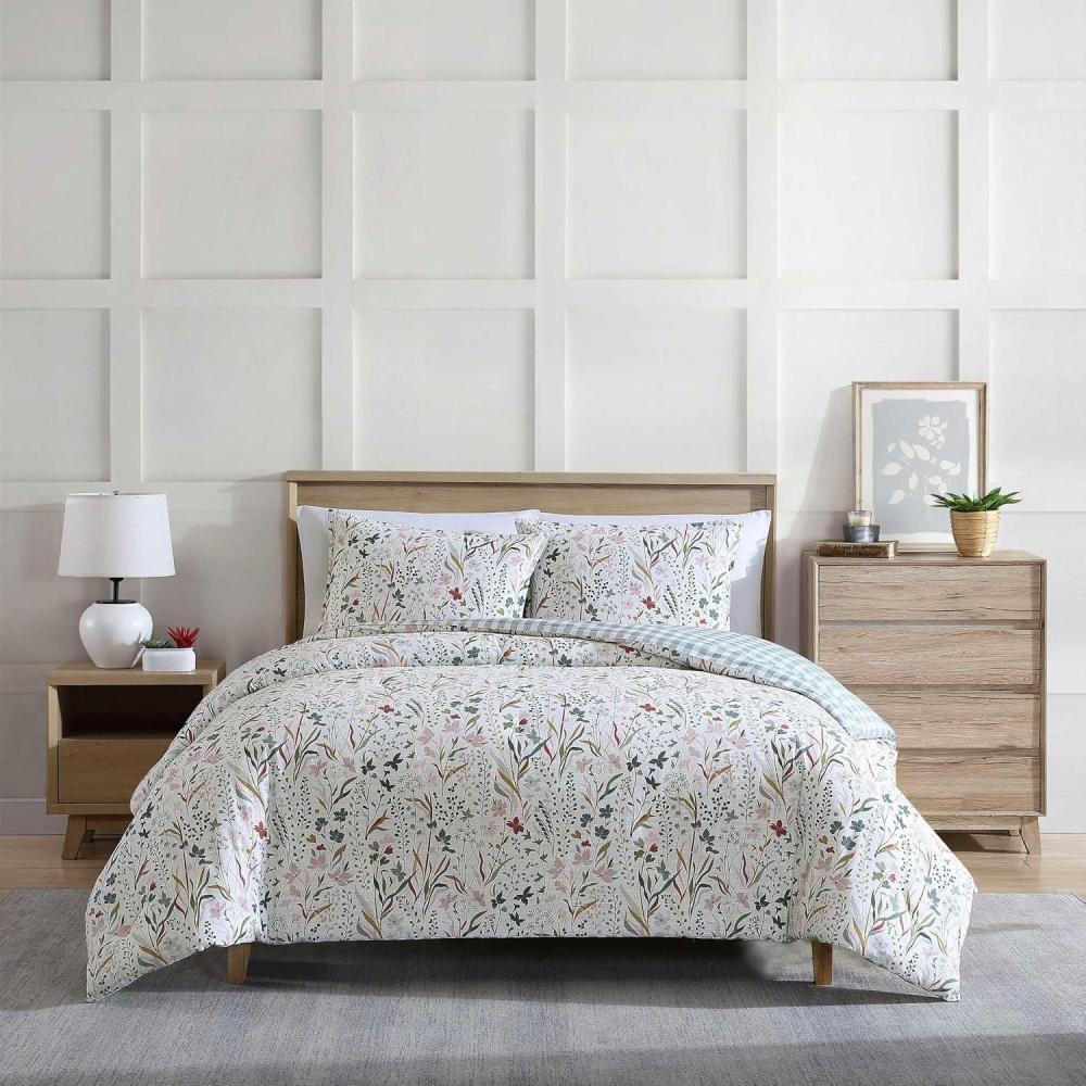 imageEddie Bauer  Twin Comforter Set Reversible Cotton Bedding with Matching Sham Floral Print with Plaid Reverse MediumWeight Dorm Essentials Woodland Forest GreyWoodland Forest White