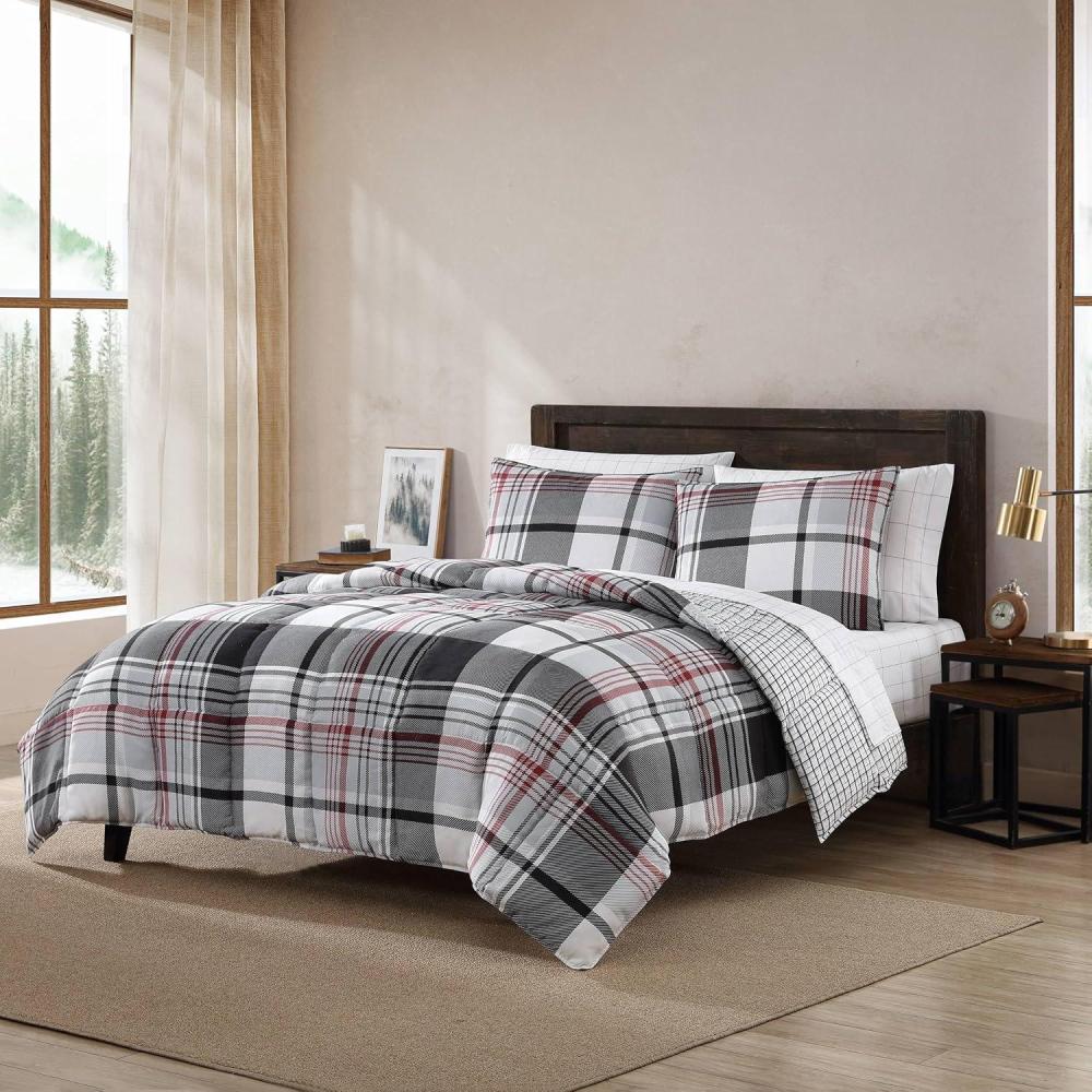 imageEddie Bauer Twin Duvet Cover Set Cotton Reversible Bedding Buffalo Plaid Home Decor for All Seasons Black Check TwinNormandy Plaid BlackRed